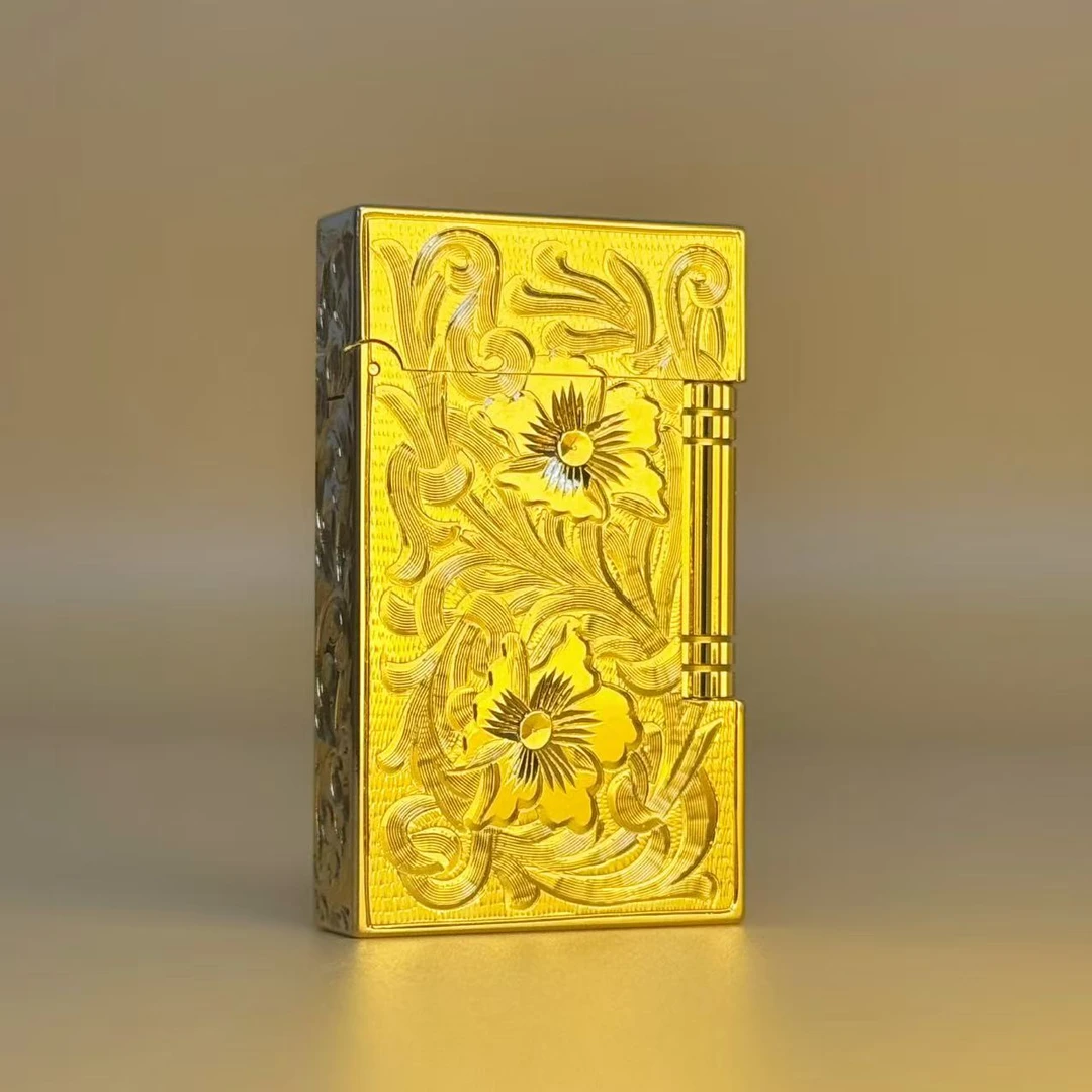 S.DUBTNT/都柏特 镀金唐草 黄铜朗声侧滑 气质创意打火机