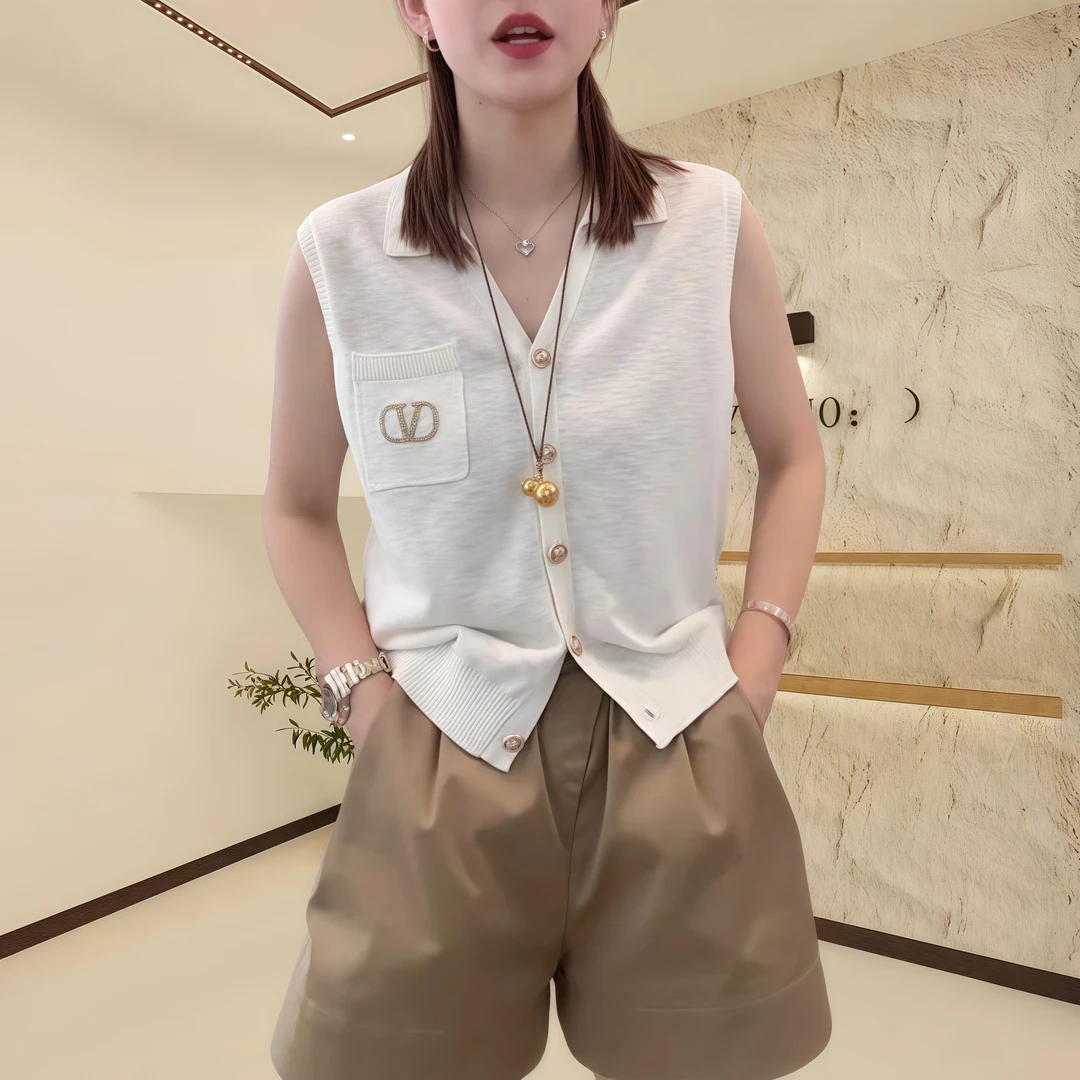 夏季宽松V领刺绣开衫针织衫女2025休闲百搭薄款透气柔软弹性上衣