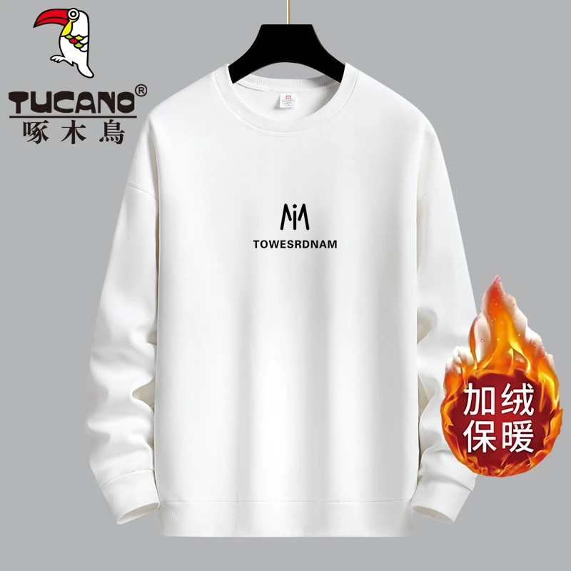 啄木鸟春秋季男士长袖卫衣圆领大码宽松休闲韩版套头情侣潮流上衣