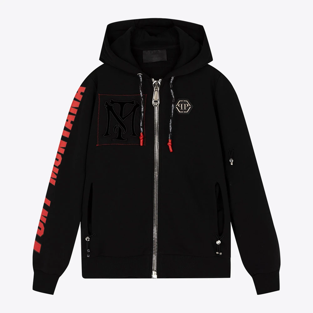 PHILIPP PLEIN PP人物印花水钻男连帽卫衣F19CMJB1403PJO002N02