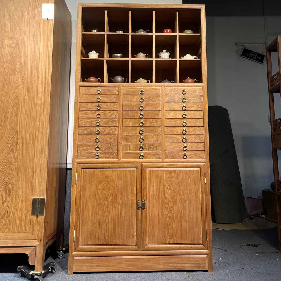 缅花茶叶柜大果原木精磨茶室储物柜茶叶多宝阁