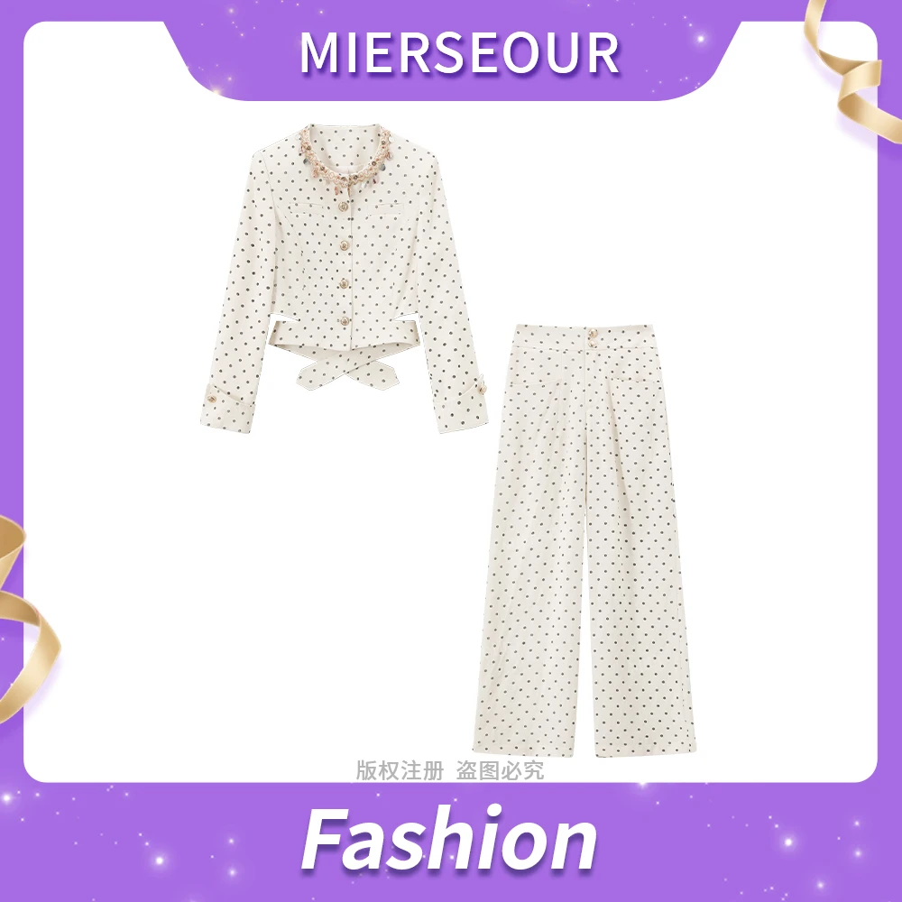 【甜梦波点】西装INS风波点后绑带套装0767