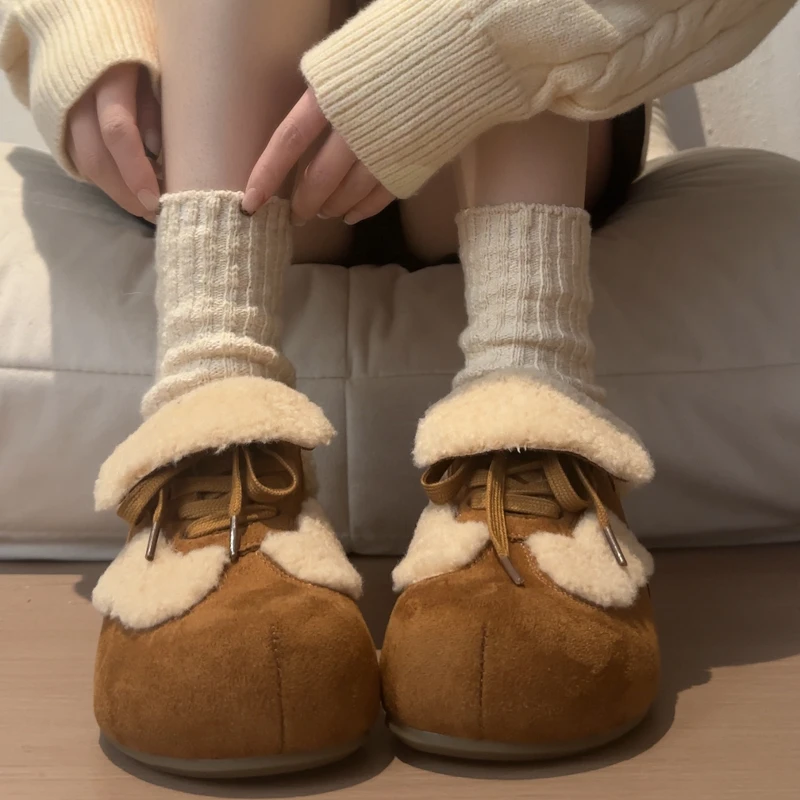 厚底时尚加绒雪地靴女2025冬季新款百搭休闲保暖加厚勃肯毛毛棉鞋