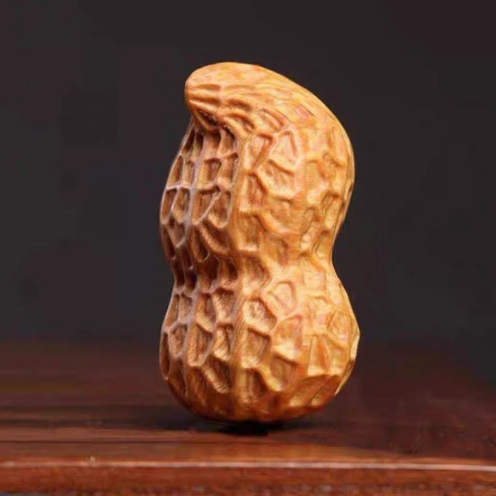 崖柏木雕刻吉祥多福创意花生家居装饰挂件手把件小摆件