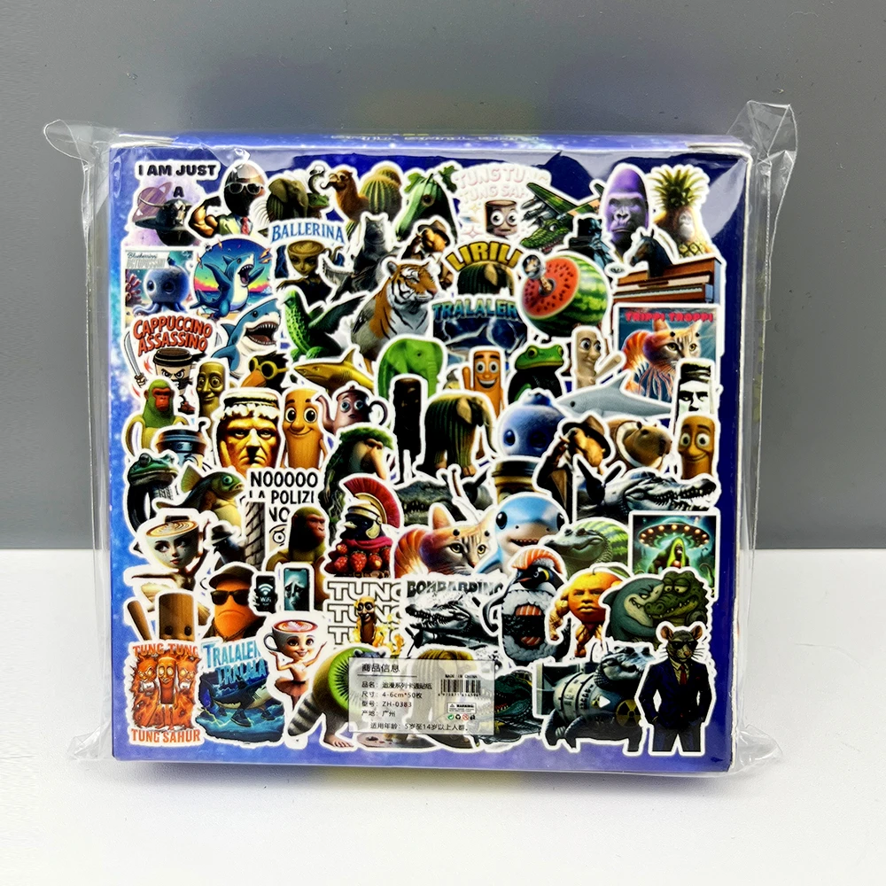 TungTung Sahur爆款木棍人贴纸国外ai山海经贴纸礼盒装儿童玩具