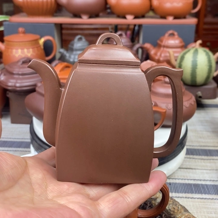 紫砂茶壶汉方200cc原矿文革老紫泥