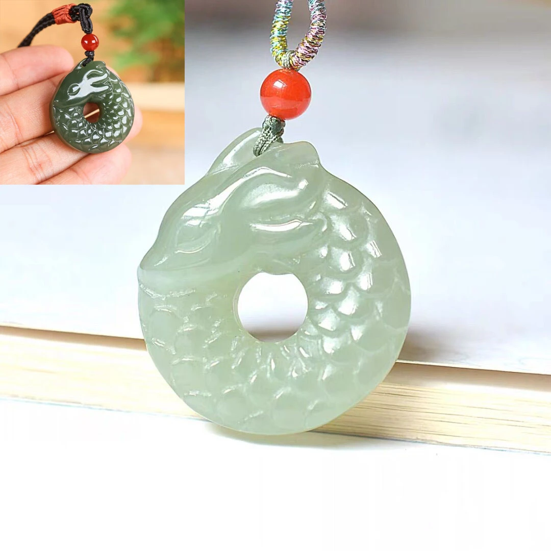 和田玉生肖龙玉吊坠男女青玉鱼化龙玉佩本命年龙蛇宝宝玉石挂件