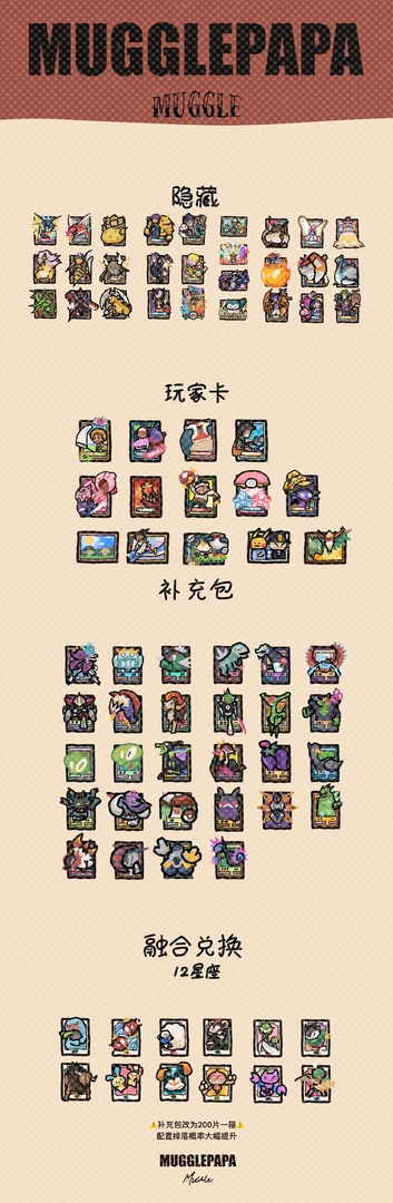 【10-20包】麻瓜老爹艺术家小精灵卡牌图案系列亚克力冰箱贴