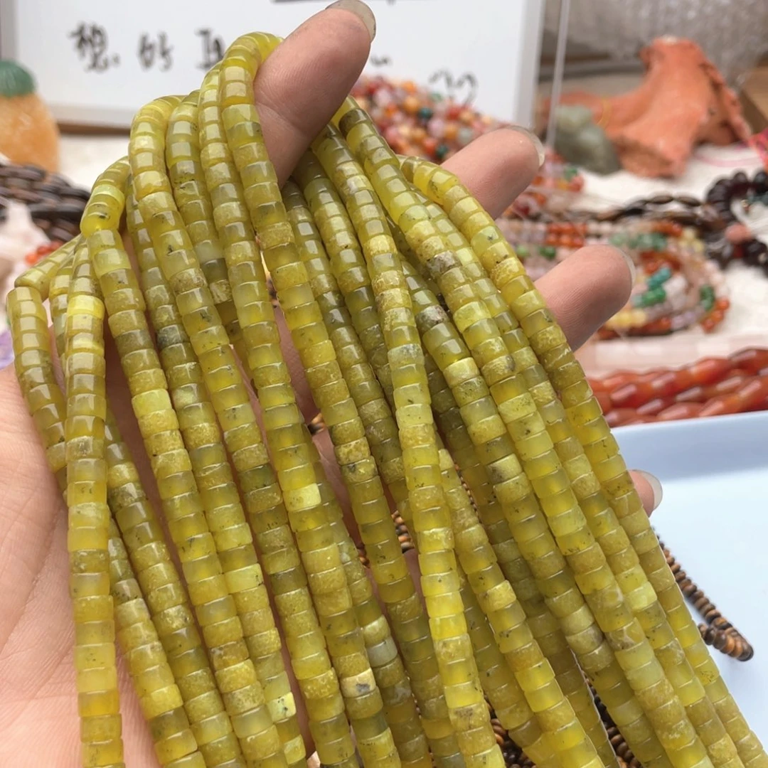 玛瑙/玉髓未镶嵌珠宝半成品登*打包5条菜花玉直切