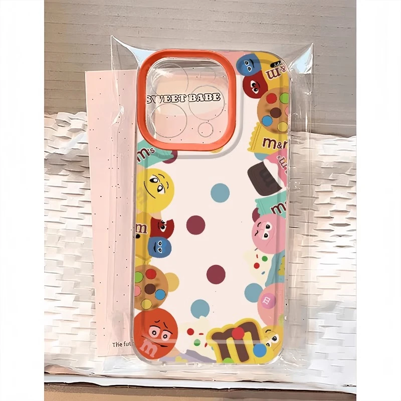 巧克力M豆适用13promax苹果16手机壳iPhone15卡通14可爱X防摔透明