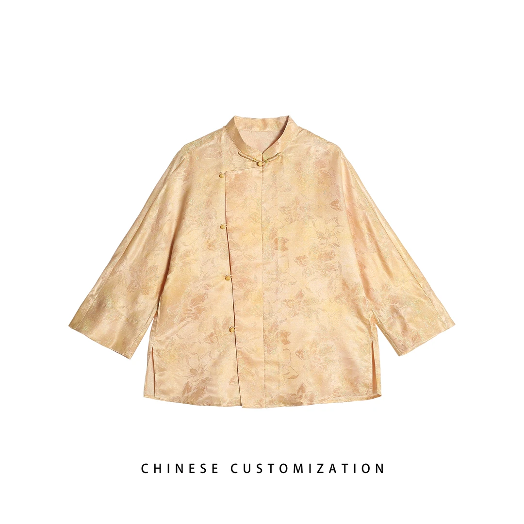 【金粉世家】璀璨星光 鎏金玉兰 桑蚕丝织金 国风上衣W27224