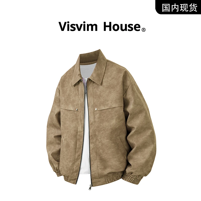 【品牌现货撤柜】VISVIM WINGS春秋新款翻领夹克pu皮衣外套男士