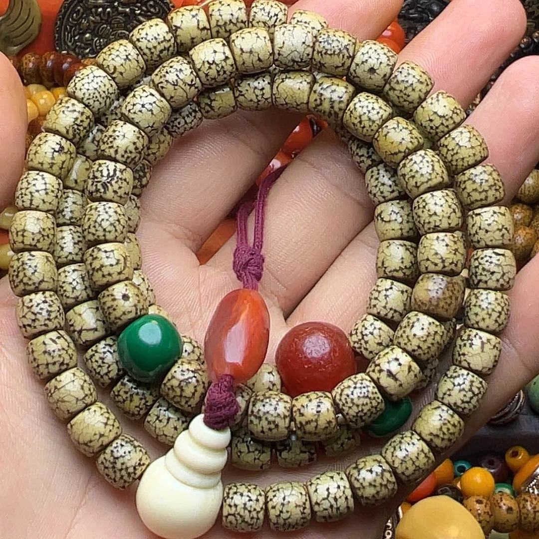 星月菩提吊坠108足数奶白星月菩提