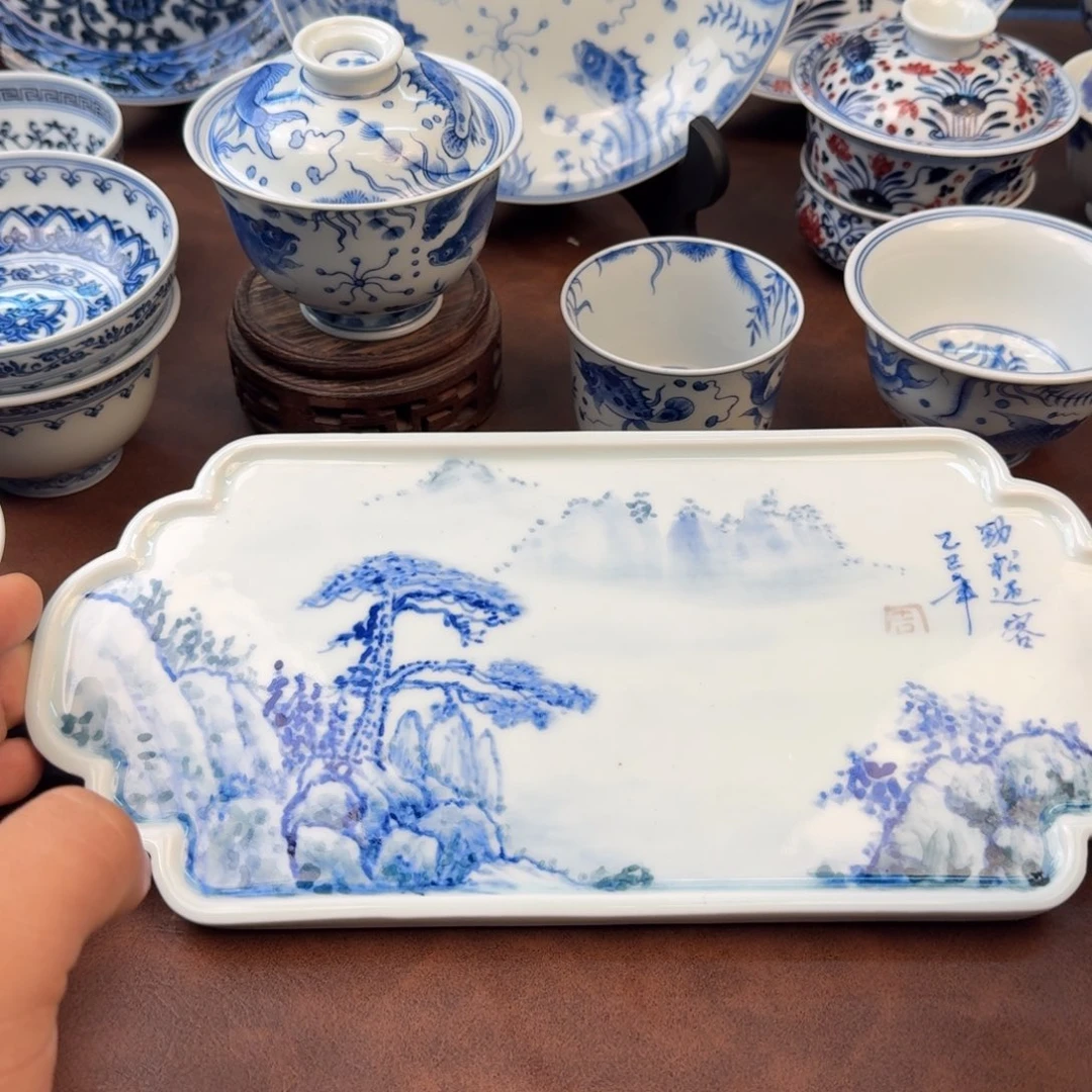 陶摆件小干泡清华手绘