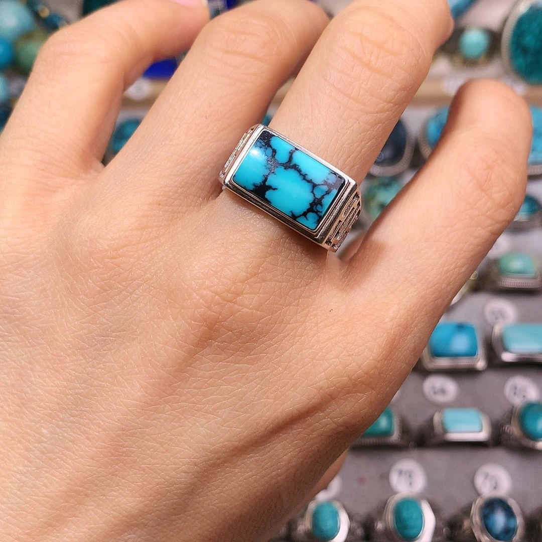 绿松石挂件银S925镶嵌