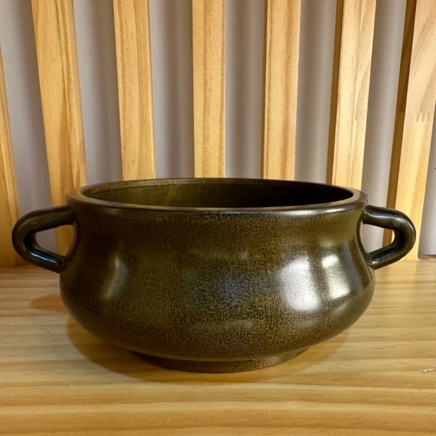 黄铜家用《手工仿古蚰龙耳炉》器型线条流畅大气沉稳文房燃香佳品