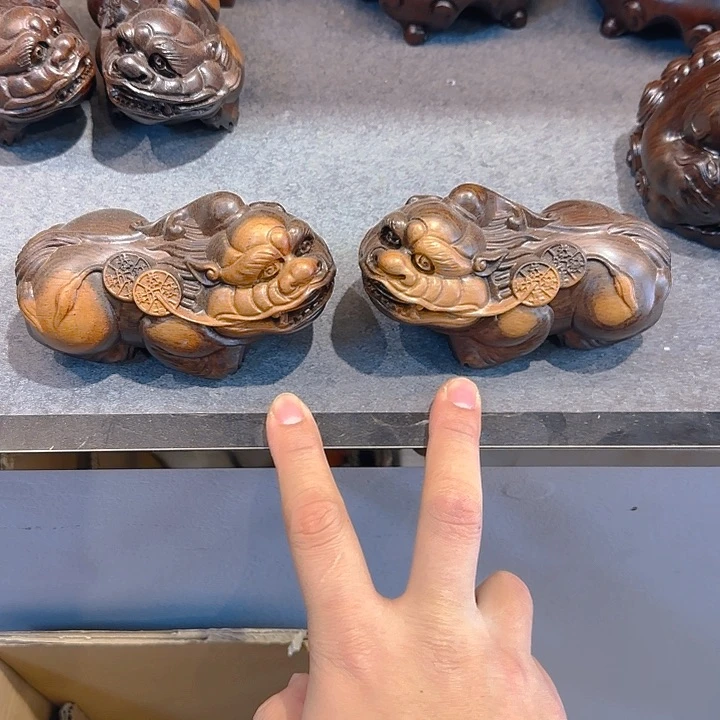 木黑檀木12双色貔貅一对