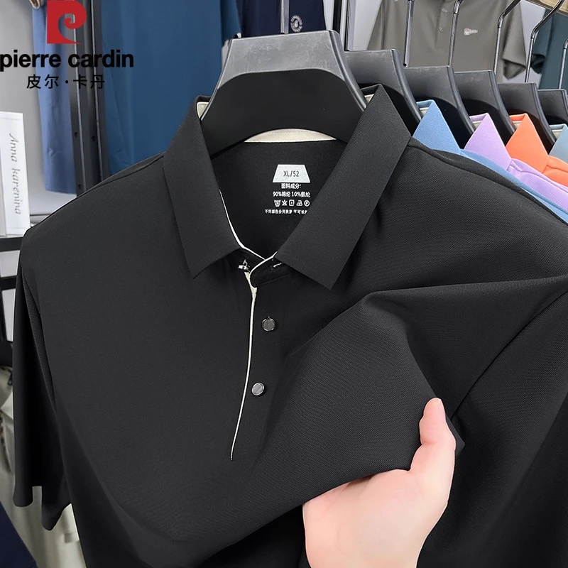 皮尔卡丹男士短袖t恤爸爸装翻领T恤上衣男装冰丝polo衫男短袖体恤
