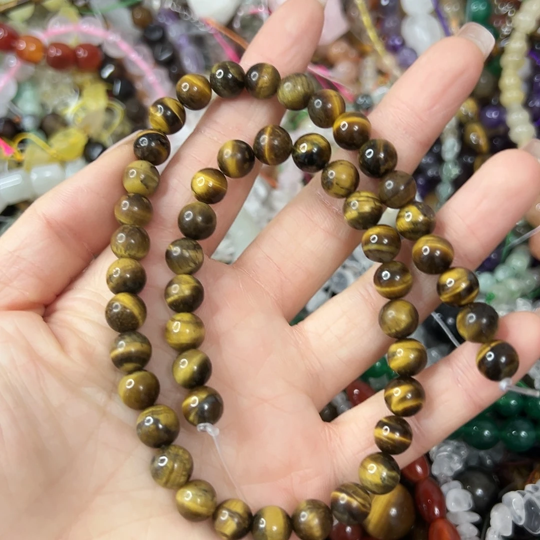 玛瑙/玉髓未镶嵌珠宝半成品，卡8黄虎眼一条