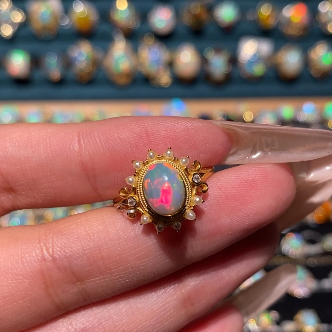 冬***️欧泊银S925镶嵌戒指不退不换