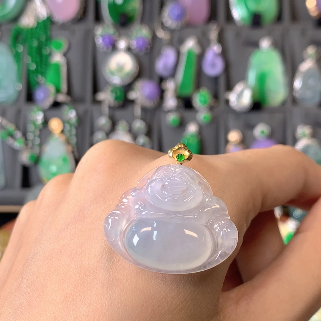 翡翠18K金镶嵌吊坠(不含链)