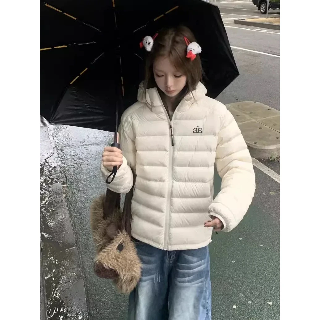 棉服女款冬季轻薄连帽小棉袄韩版宽松休闲时尚百搭保暖棉衣外套