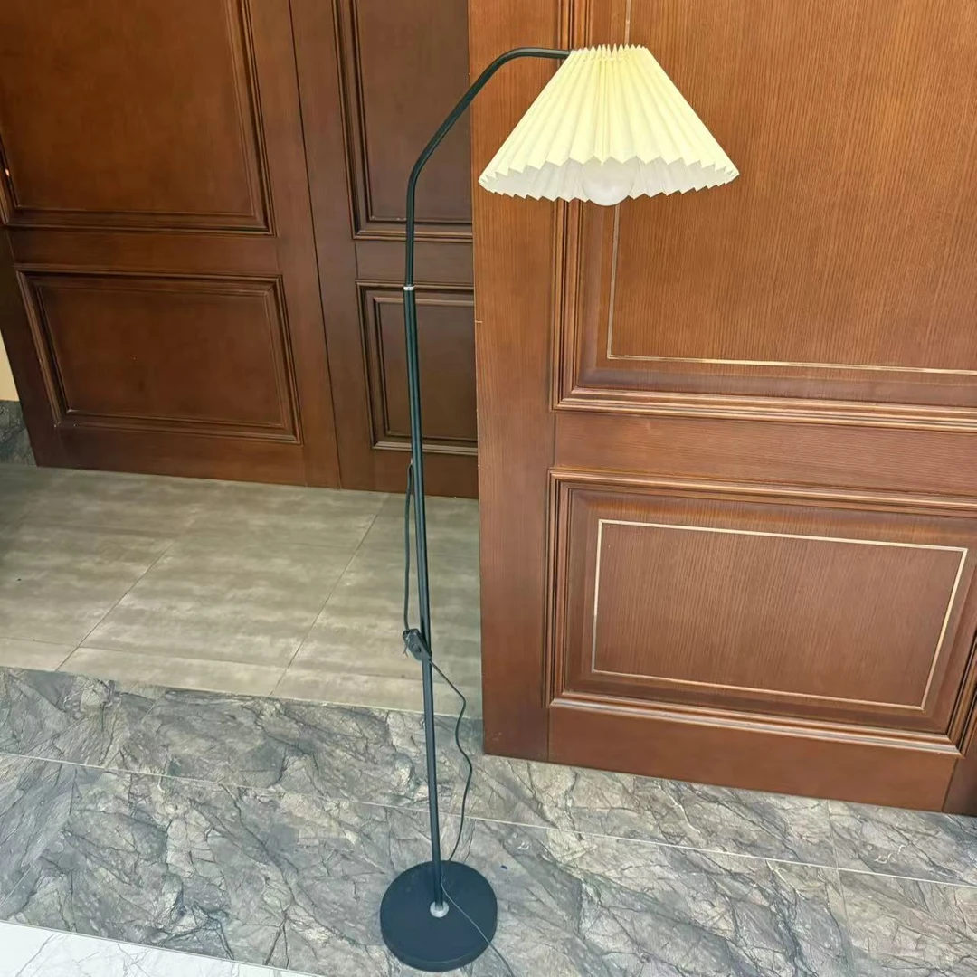 百褶落地灯客厅沙发旁风北欧卧室网红美式落地美极轻奢新中式复古