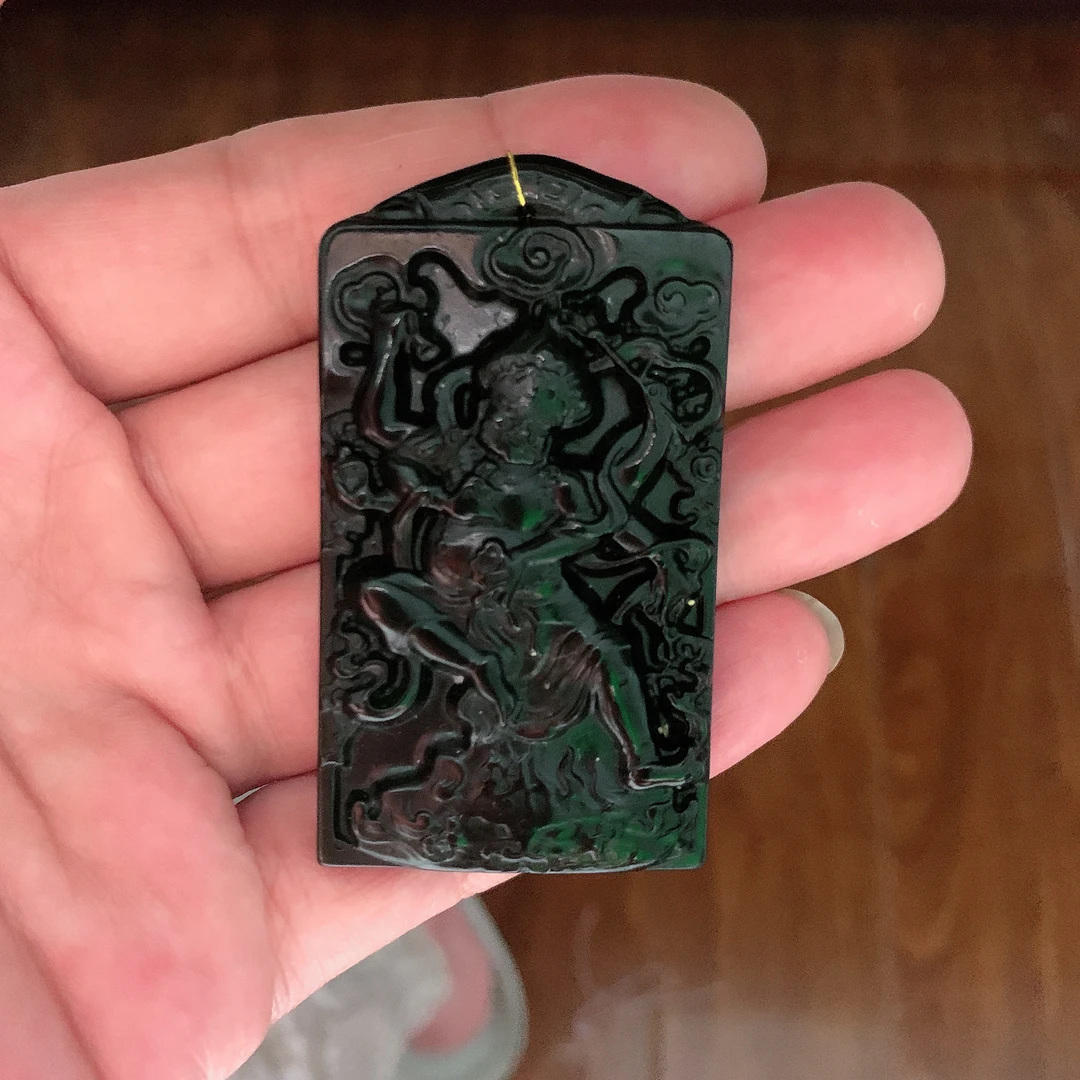 天然缅料A货 十级黑度大黑天挂件253