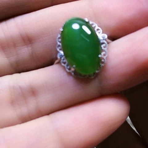 和田玉银S925镶嵌戒指