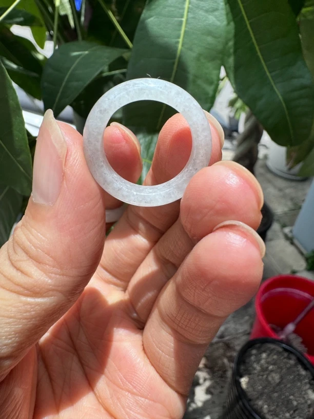 A货翡翠白色女款素面戒圈情侣素款高冰时尚指环戒指饰品配饰闭口