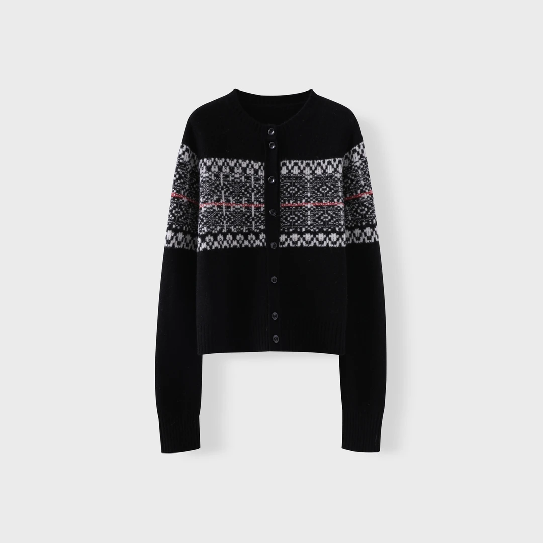 【李美丽专享】圆领提花针织开衫