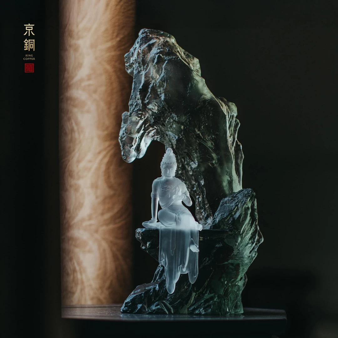【天境·悟】琉璃摆件创意新中式观音底座茶空间茶室桌面工艺品摆件