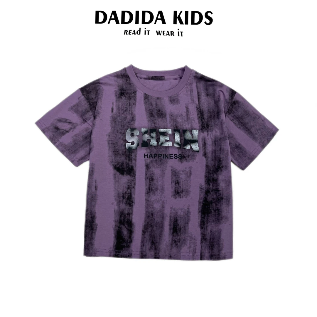 dadida/嗒嘀嗒夏季上新男童休闲紫色T恤805120025