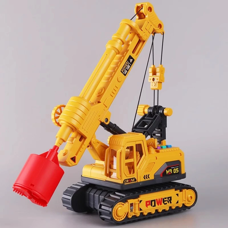 大号打桩机玩具车儿童音乐故事工程车男孩宝宝仿真惯性钻孔机模型