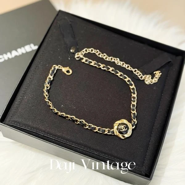 大吉中古/Chanel香奈儿皮穿链黑金项链