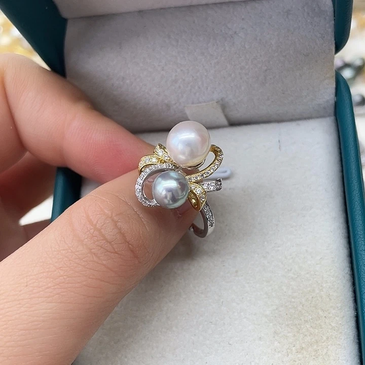 海水珍珠戒指银S925镶嵌