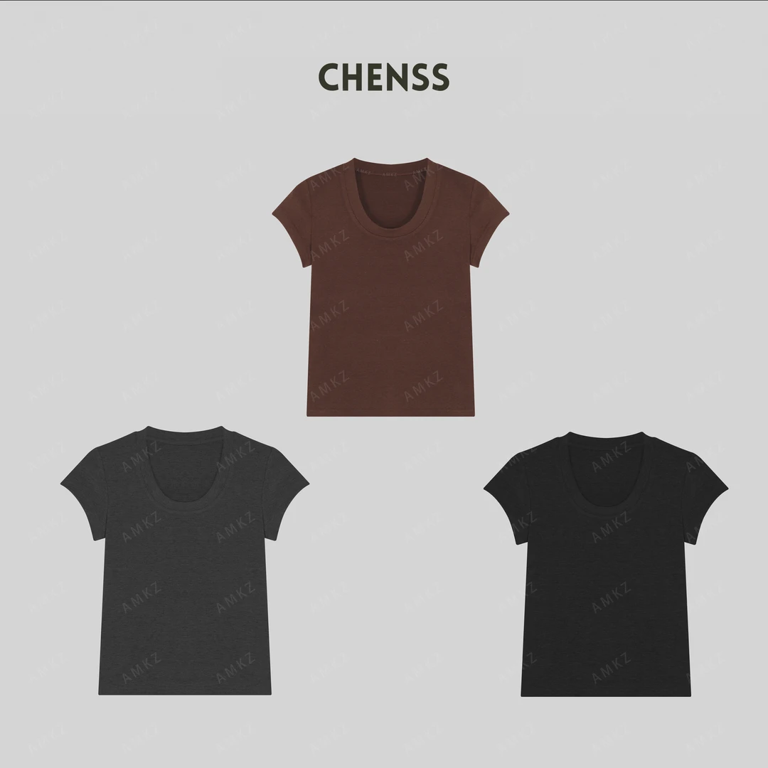 陳33U领【莱赛尔天丝+绵羊毛】 小飞袖设计感气质T恤7952