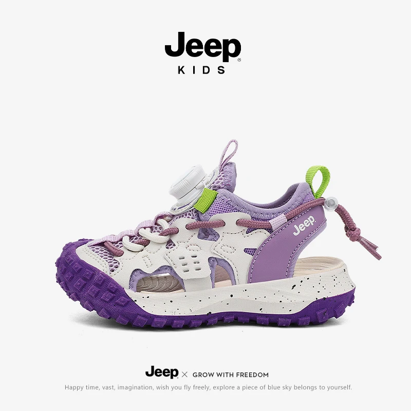 jeep女童凉鞋夏款2025新款夏季透气儿童溯溪鞋男童防滑户外运动鞋