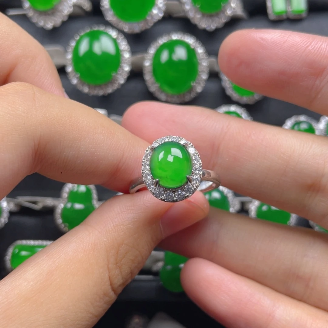 翡翠银S925镶嵌戒指