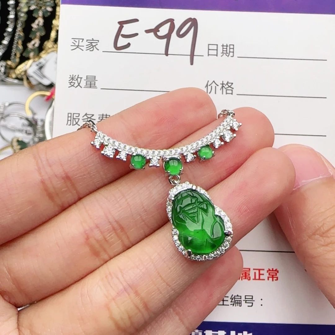 翡翠戒指银S925镶嵌戒指