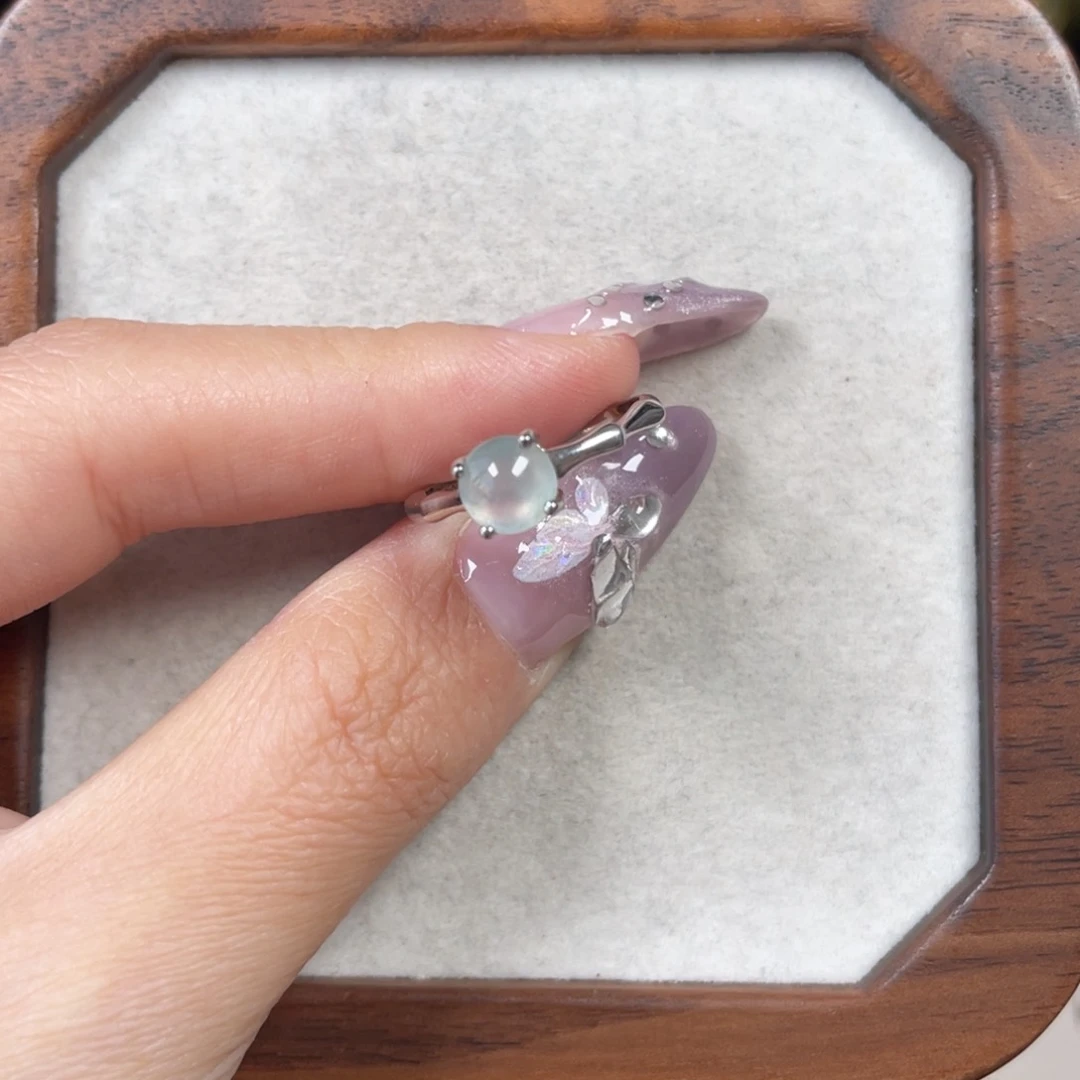 翡翠戒指银S925镶嵌21555