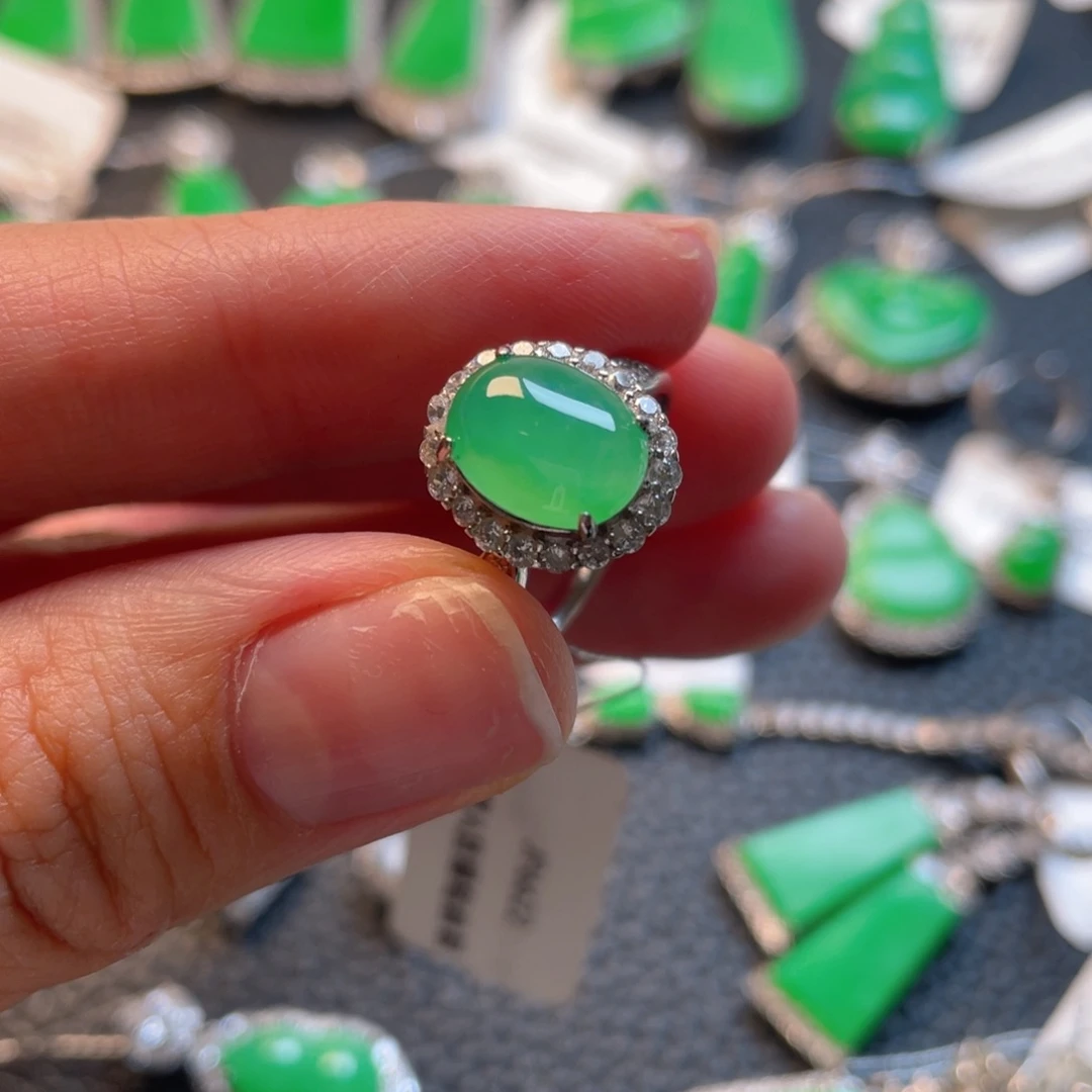 翡翠银S925镶嵌吊坠(不含链)戒指