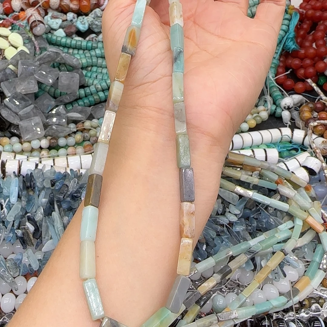 玛瑙/玉髓合金珠宝半成品亚马逊石4-12mm一条