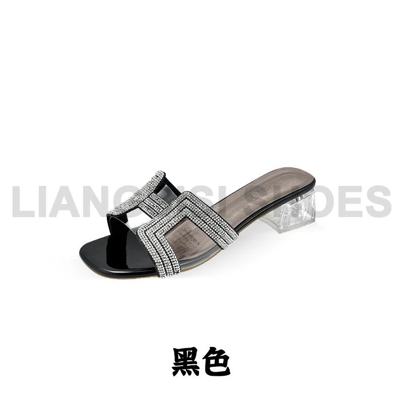 夏季女士仙女风气质时尚法式新款露趾H亮钻高跟鞋一字托-706