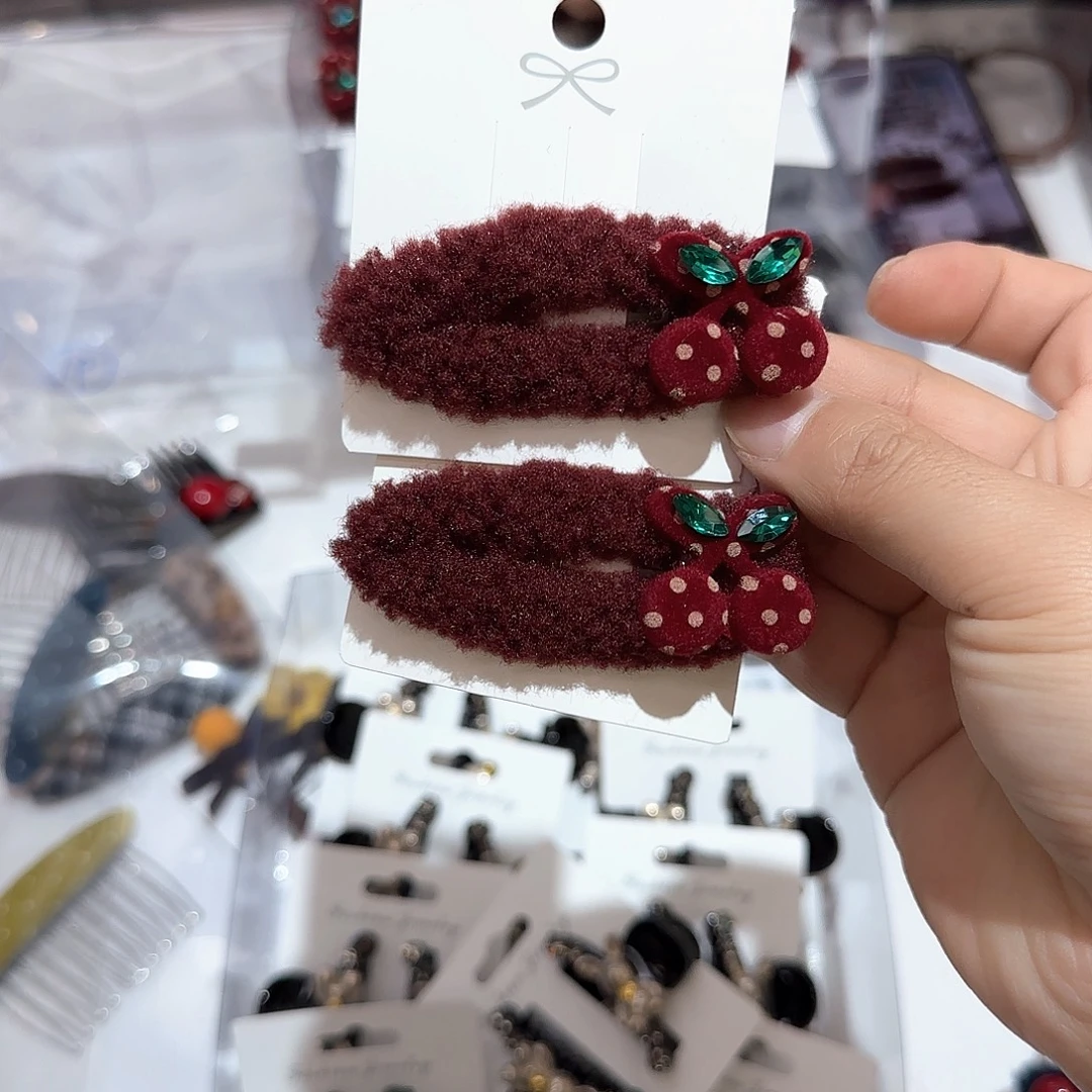 布艺非金属T08樱桃掰掰夹2个