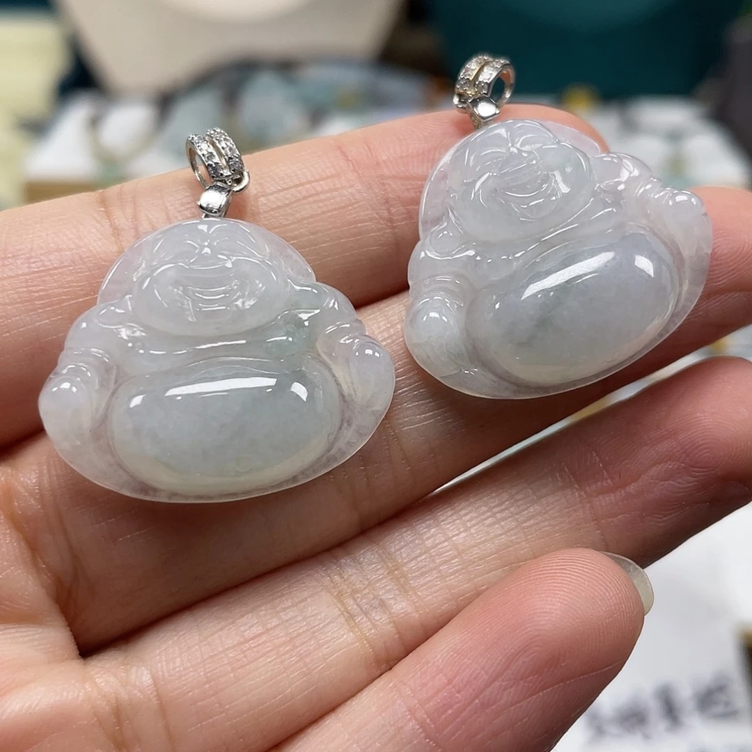 翡翠未镶嵌颈饰天然翡翠佛公吊坠多样性发一件