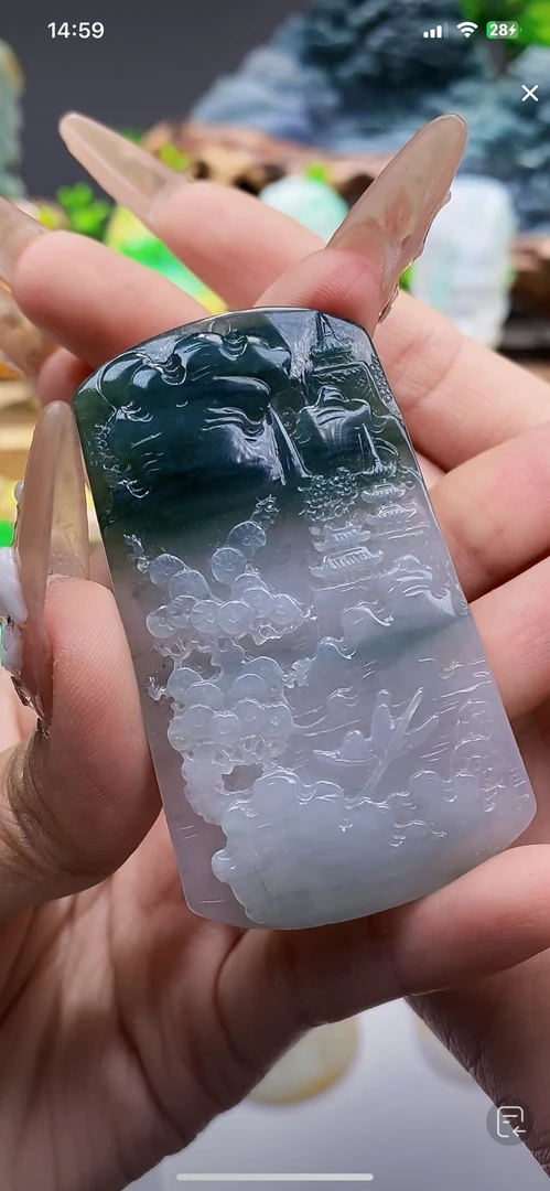 翡翠挂件毛货抛光一物一证