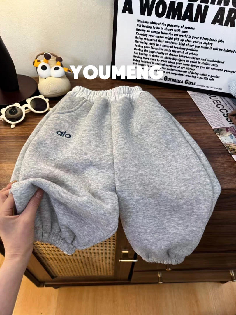 【反季福利】500g羊羔绒韩版秋冬裤子儿童宝宝男女童加厚拼色厚裤