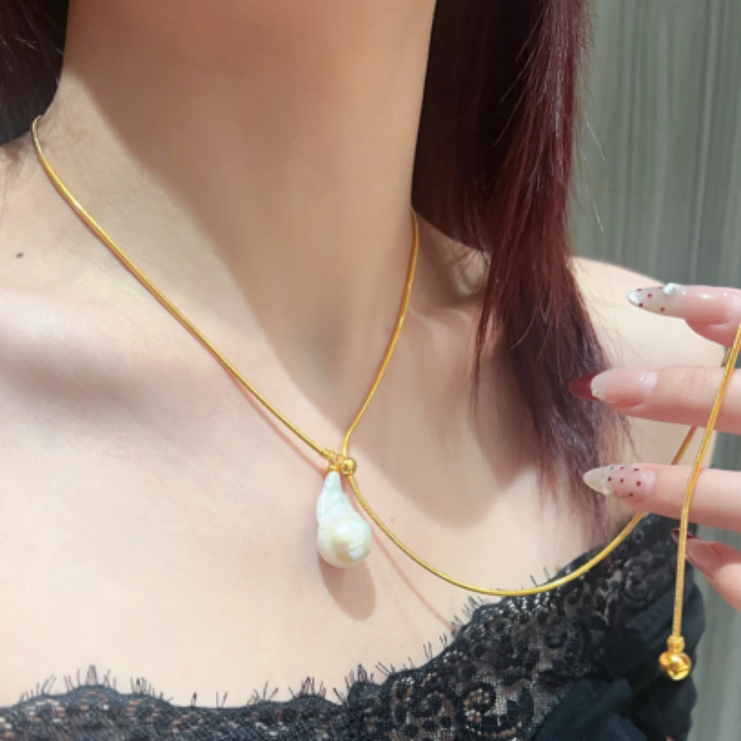 足金999蛇骨毛衣链5G实心抽拉项链