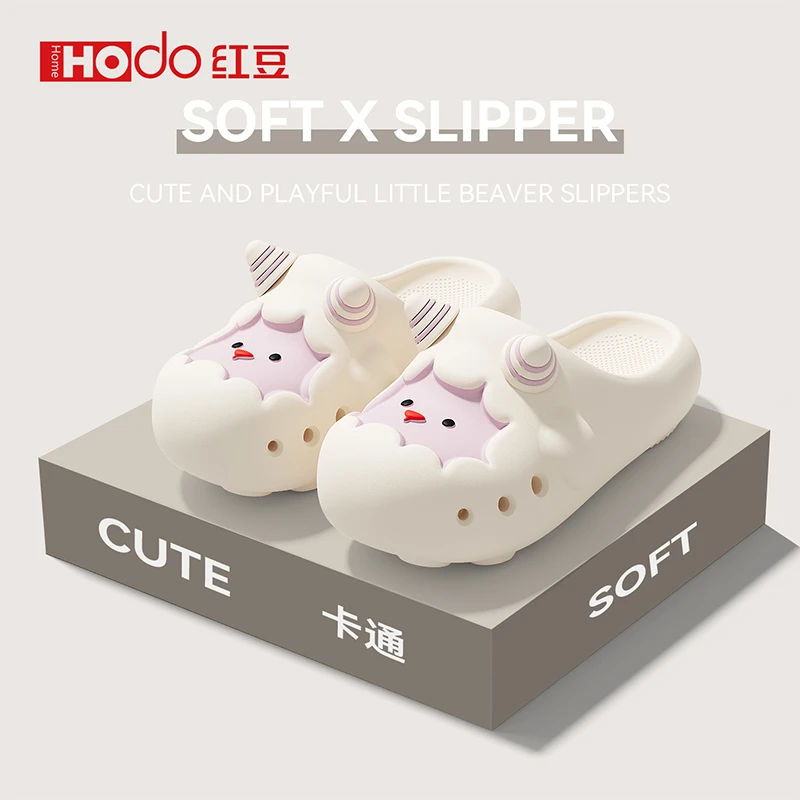 红豆可爱小羊勃肯包头拖女款夏季2026新款踩屎感防滑儿童拖鞋外穿商品图